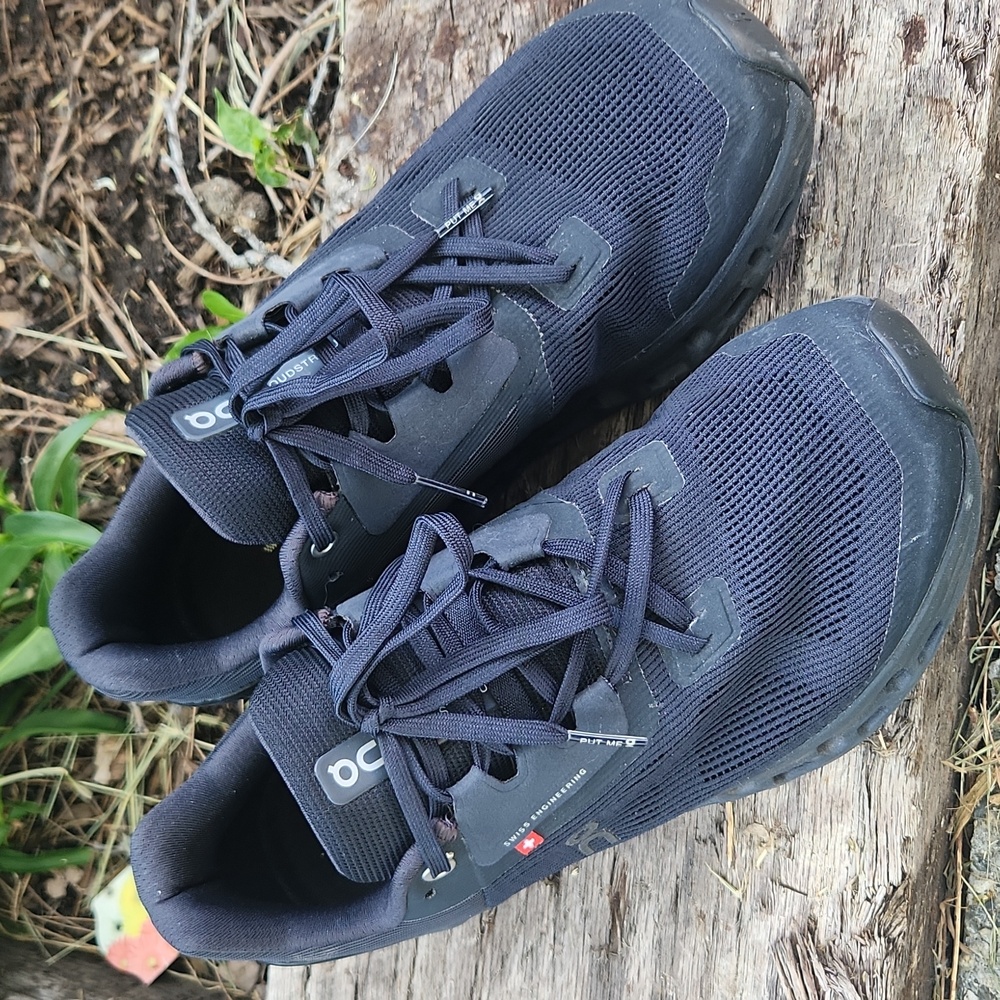 On Running Black Athletic Shoes with Chunky Sole - Picture 8 of 13